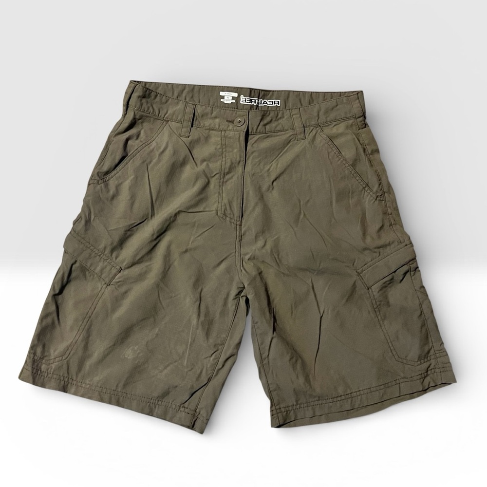 Realtree Men's Nylon Cargo Shorts - Green Outdoor Hiking/Fishing Shorts size 34